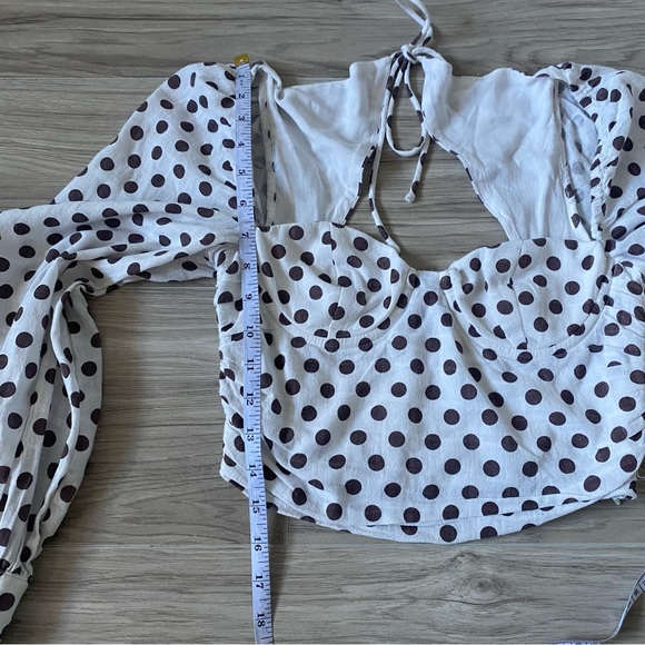 Majorelle revolve emily white long sleeve blouse top maroon polka dot size S - Picture 7 of 14